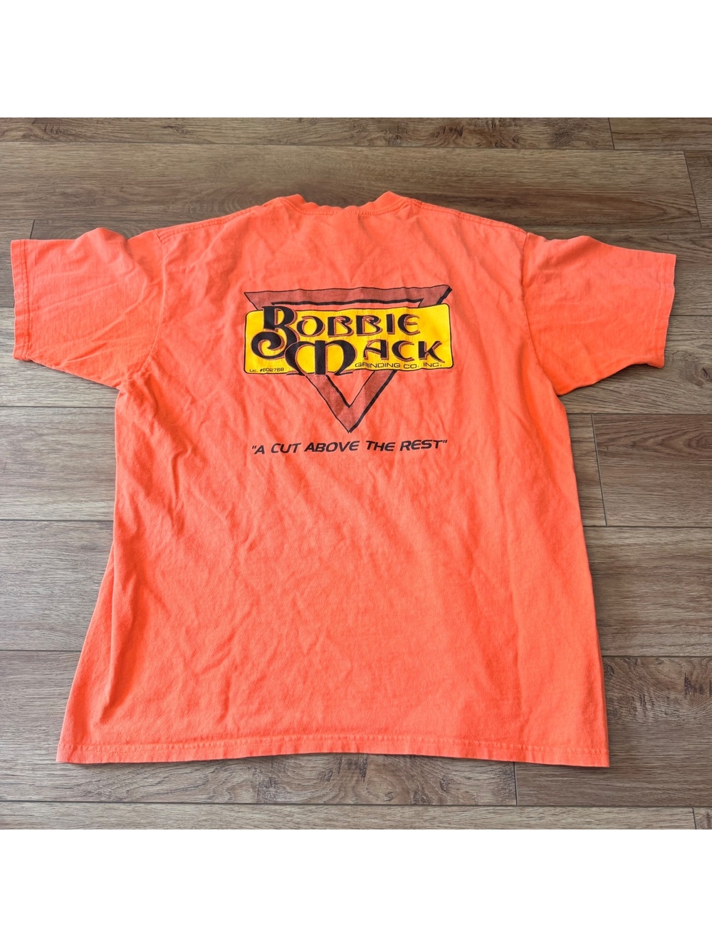 Vtg 90s Robbie Mack Grinding Co Workwear T Shirt Orange XL